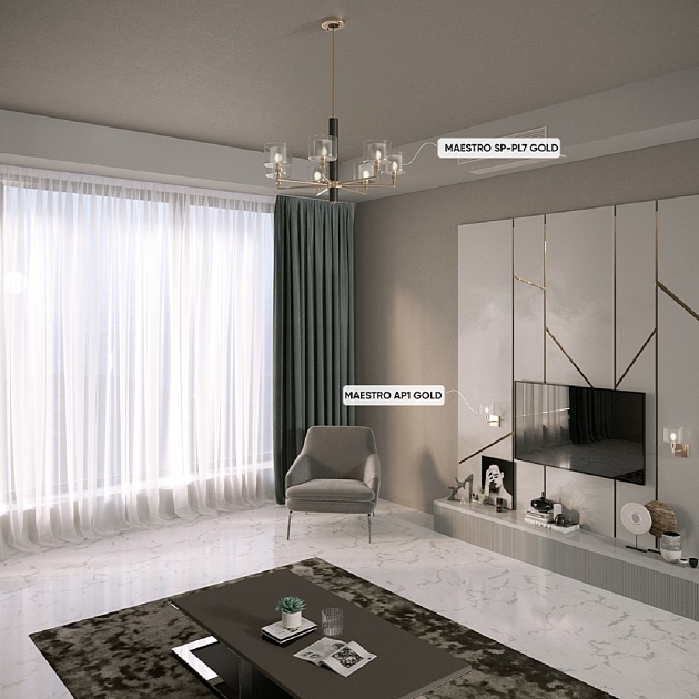 Подвесная люстра Crystal Lux Maestro SP-PL7 Gold Фото № 4