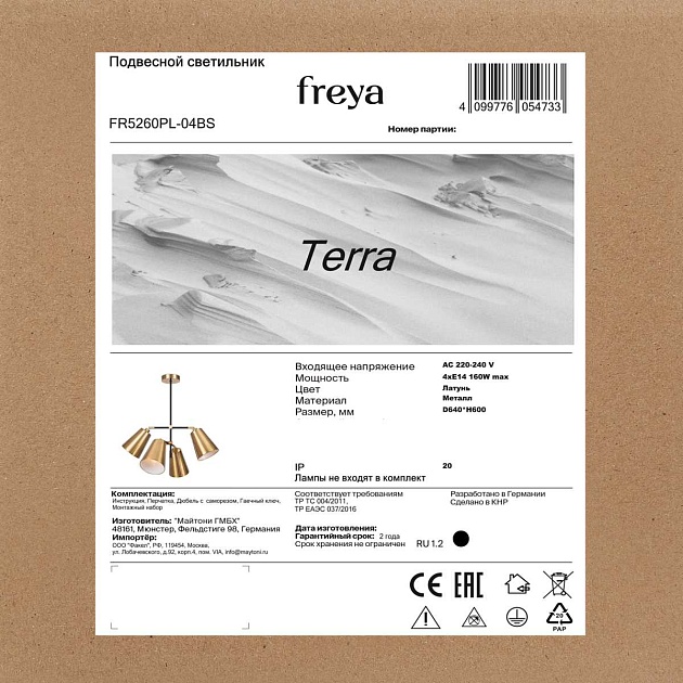Подвесная люстра Freya Терра / Terra FR5260PL-04BS изображение 5 Подвесная люстра Freya Терра / Terra FR5260PL-04BS Фото № 5