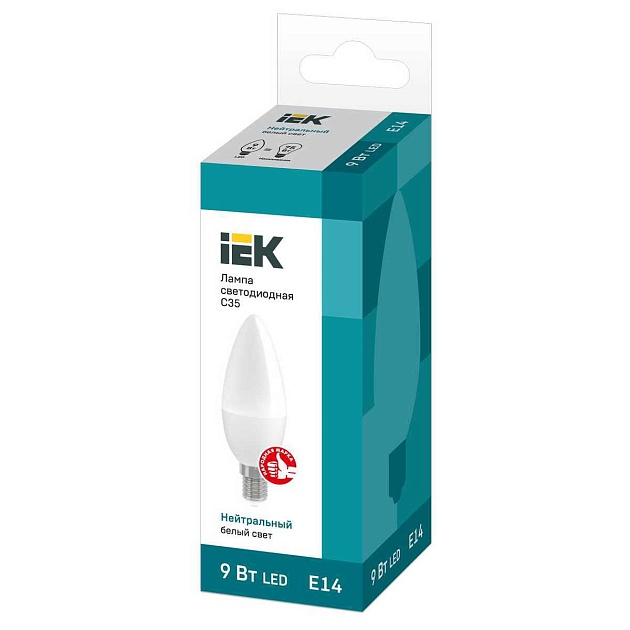 Лампа светодиодная IEK E14 9W 4000K матовая LLE-C35-9-230-40-E14 Фото № 2