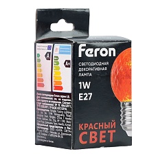 Лампа светодиодная Feron E27 1W красная LB-385 52164 1