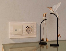Комплект механизма электрической розетки AMBRELLA VOLT ALFA Бежевый глянец 2USB A+A 18W (быстрая зарядка) с/з QUANT (AP3090, VM155) MA309010 4