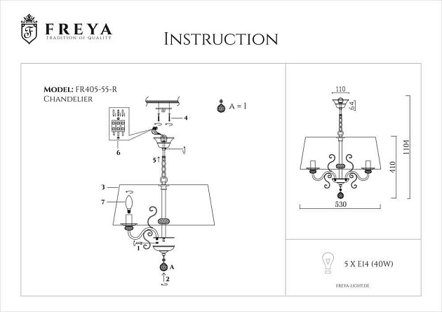 Подвесная люстра Freya Driana FR2405-PL-05C-BZ Фото № 2