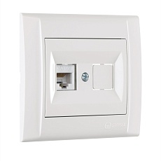Розетка Makel компютерная CAT5 + гнездо СП Defne IP20 бел. 42001035
