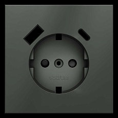 Накладка для розетки с заземлением и защитными шторками с USB A+C S70 (титан) Voltum VLS001006 1