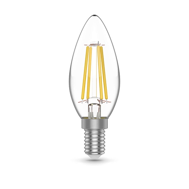 Лампа светодиодная филаментная Gauss E14 4,5W 4100К прозрачная 1031215 фото 6