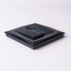 Выключатель двухклавишный проходной с подсветкой Werkel черный матовый W1122108 4690389156731 4