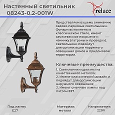 Уличный настенный светильник Reluce 08243-0.2-001W BKG 1