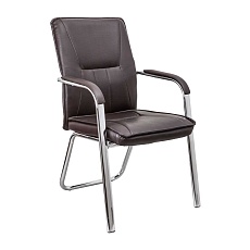 Офисный стул AksHome Oscar коричневый, экокожа, цвет каркаса хром 70057