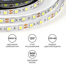 Светодиодная лента OGM 14,4W/m 60LED/m 5050SMD холодный белый 5M LSE-270 1