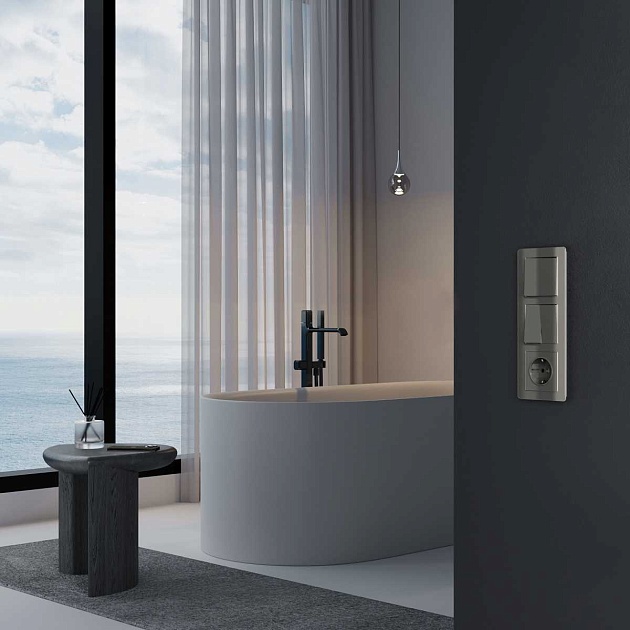 Перекрестный выключатель двухклавишный Werkel графит акрил W1123044 4690389197482 Фото № 2