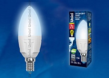 Лампа светодиодная Uniel E14 7W 4000K матовая LED-C37 7W/NW/E14/FR PLP01WH UL-00002411 1