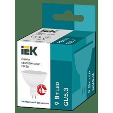 Лампа светодиодная IEK GU5.3 9W 4000K матовая LLE-MR16-9-230-40-GU5 1