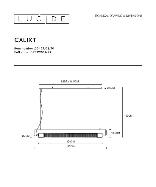 Подвесной светильник Lucide Calixt 05433/02/30 фото 2