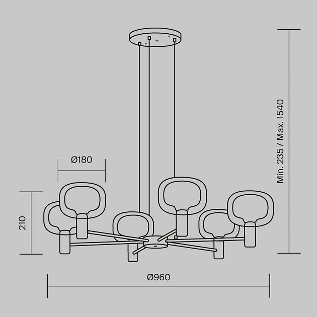 Подвесная люстра Maytoni Vision MOD411PL-06G изображение 4 Подвесная люстра Maytoni Vision MOD411PL-06G Фото № 4