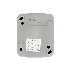 Выключатель двухклавишный Mini OG OG IP54, о/у, серый KRANZ KR-78-0833 1