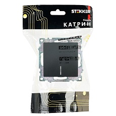 Выключатель одноклавишный Stekker Катрин с подсветкой черный GLS10-7101-05 39605 1