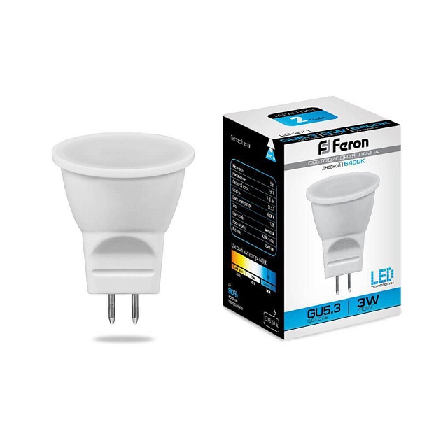 Лампа светодиодная Feron G5.3 3W 6400K матовая LB-271 25553 фото 