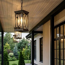 Уличный подвесной светильник Elektrostandard Spica H черное золото GL 1026H a048173 2