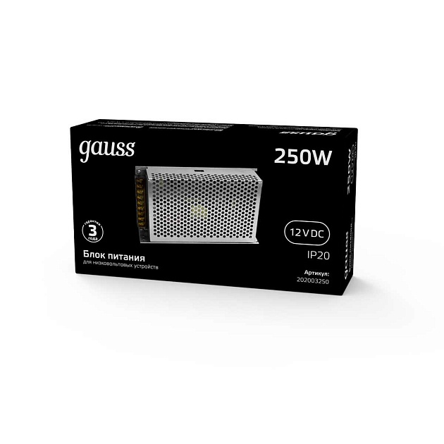 Блок питания Gauss Led Strip PS 12V 250W IP20 25A 202003250 изображение 4 Блок питания Gauss Led Strip PS 12V 250W IP20 25A 202003250 Фото № 4