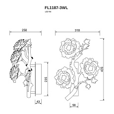 Настенный светильник Fluorite Pristine Left FL1187-3WL 2