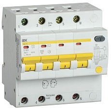 KARAT Дифференциальный автомат АД14S 4P 63А 300мА тип AC IEK MAD13-4-063-C-300