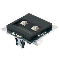 Розетка компьютерная 2-местная RJ-45 (механизм) ,Stekker ,GLS00-7109-05 Катрин, черный 50007 1