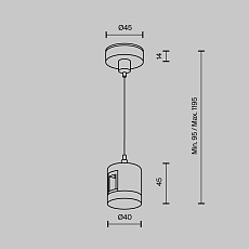 Подвес тросовый Hang с прямым коннектором питания Maytoni Technical TRA157SW-IPC1-PT 3