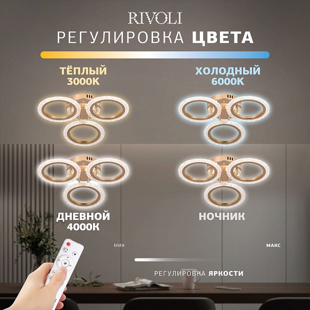 Потолочная светодиодная люстра Rivoli Evlalia 6178-703 Б0068399 Фото № 14
