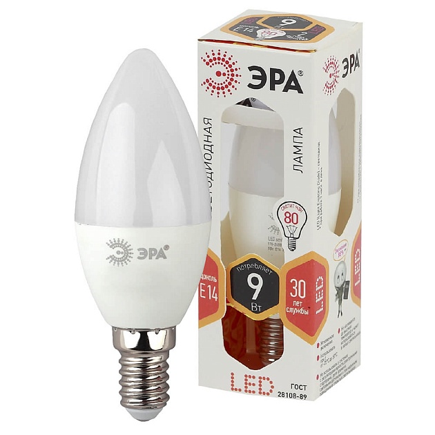 Лампа светодиодная ЭРА E14 9W 2700K матовая LED B35-9W-827-E14 Б0027969 фото 4