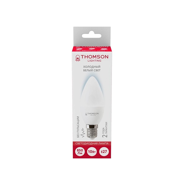 Лампа светодиодная Thomson E27 10W 6500K свеча матовая TH-B2311 фото 2