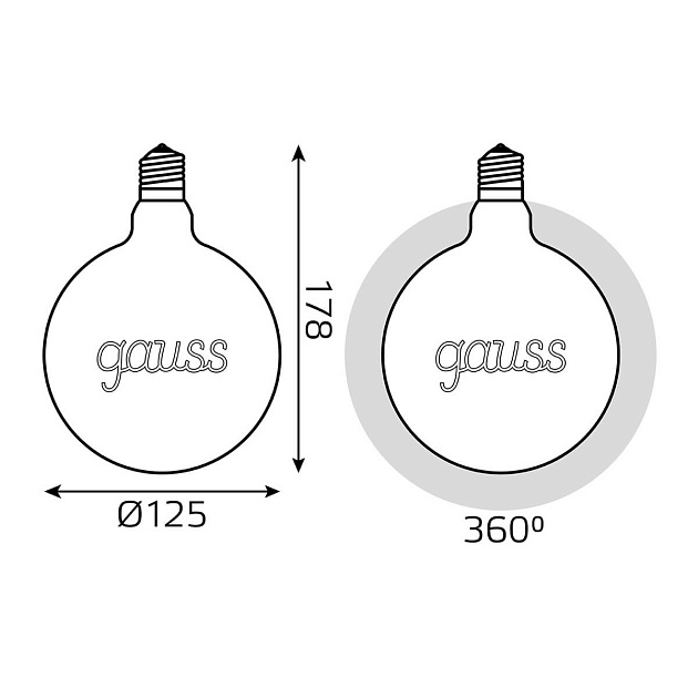 Лампа светодиодная филаментная Gauss E27 2,5W 2000K золотая 175802003 фото 3