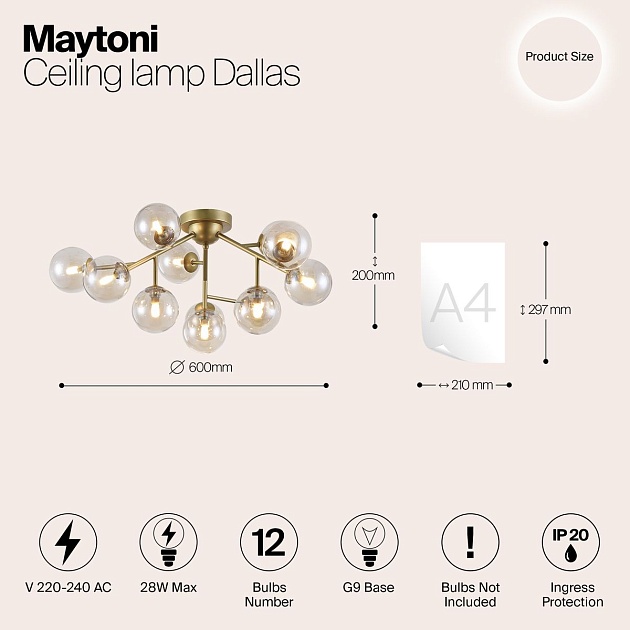 Потолочная люстра Maytoni Dallas MOD545PL-12G Фото № 2