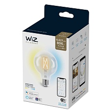Лампа светодиодная филаментная диммируемая WiZ E27 7W 2700-6500K прозрачная Wi-Fi BLE 60WG95E27927-65CL1PF/6 929003018201 1