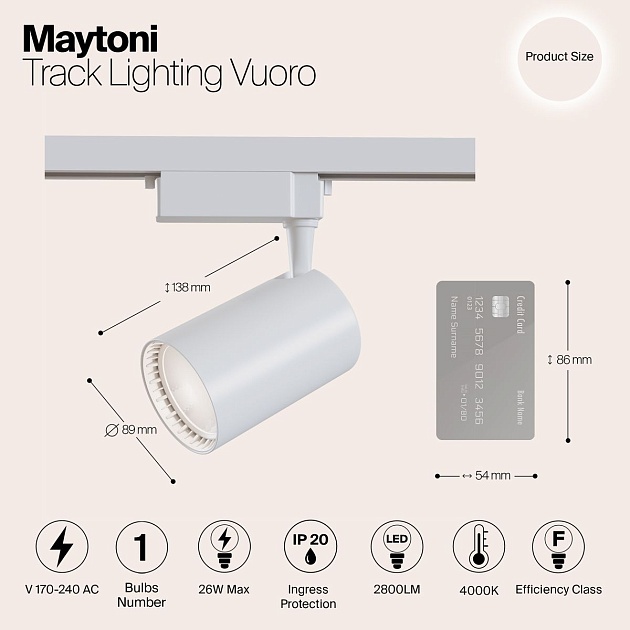 Трековый светильник Maytoni Technical TR003-1-30W4K-W Фото № 2