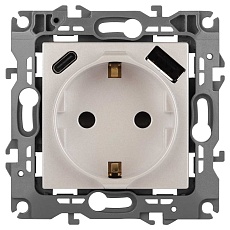 Розетка ЭРА Серия 12 12-4108-15 2P+E 16A-250В со шторками с USB type-A+C 5В-3А перламутр Б0067767