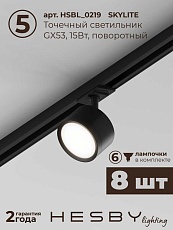 Встраиваемая однофазная трековая система Hesby Lighting Skylite №13 со светильниками HSBL_kompl_S013_VI4B4K 1