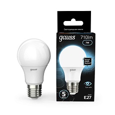 Лампа светодиодная Gauss E27 7W 4100K матовая 102502207 4