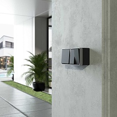 W5020234/ Выключатель двухклавишный влагозащищенный Gallant (черный с серебром) 1