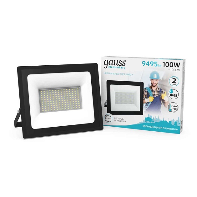 Прожектор светодиодный Gauss Elementary 100W 4000К 613100110 Фото № 4