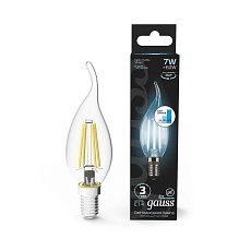Лампа светодиодная филаментная Gauss E14 7W 4100К прозрачная 104801207 2