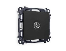 Комплект механизма TV розетки проходной AMBRELLA VOLT ALFA Черный матовый 5-1000 MHz 4dB QUANT (AP8130, VM211) MA813030