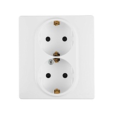 Розетка 2X2К+З Legrand Etika 16A 250V со шторками немецкий стандарт белая 672233