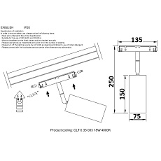 Трековый светодиодный светильник для магнитного шинопровода Crystal Lux CLT 0.33 003 18W BL 4000K 1