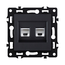 Розетка двойная Ethernet RJ45 Cat.6, черный Kollinger Asthetik AS-018BK
