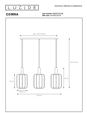 Подвесной светильник Lucide Corina 03447/03/38 1