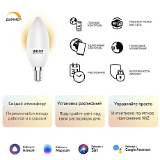 Лампа светодиодная диммируемая Gauss Smart Home E14 5W 2700K матовая 1100112 3