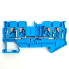 Зажим пружинный, 4-проводной проходной ЗНИ - 2,5 ,JXB PT 2,5 , синий LD574-2-25 4