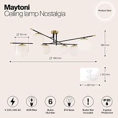 Потолочная люстра Maytoni Nostalgia MOD048CL-06G 1