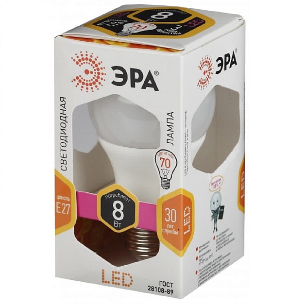 Лампа светодиодная ЭРА LED LED A60-8W-827-E27 Б0020534 фото 2