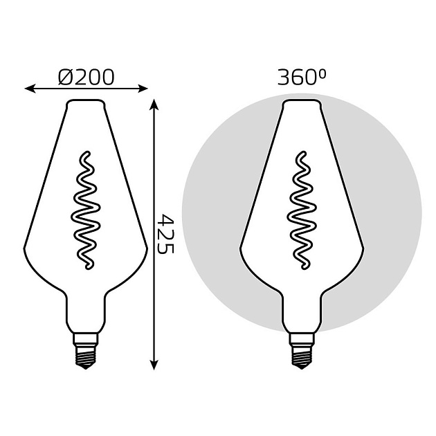 Лампа светодиодная филаментная Gauss E27 8,5W 1800K серая 180802005 фото 4